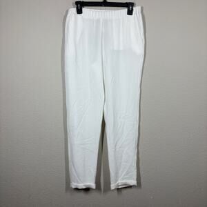 Rosso35 Womens Size 42/6 US Viscose Pull On Pants White Elastic Waist
